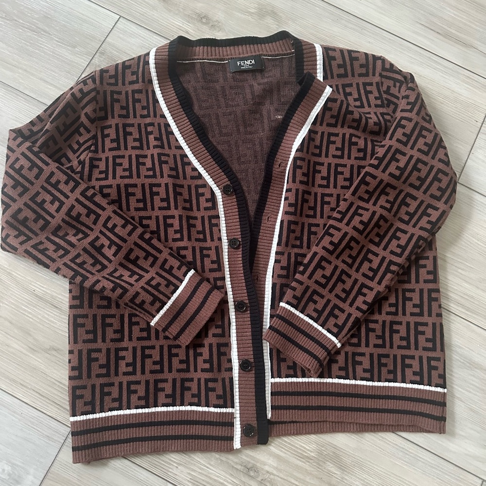 Cardigan in Brown and Black Fendi
